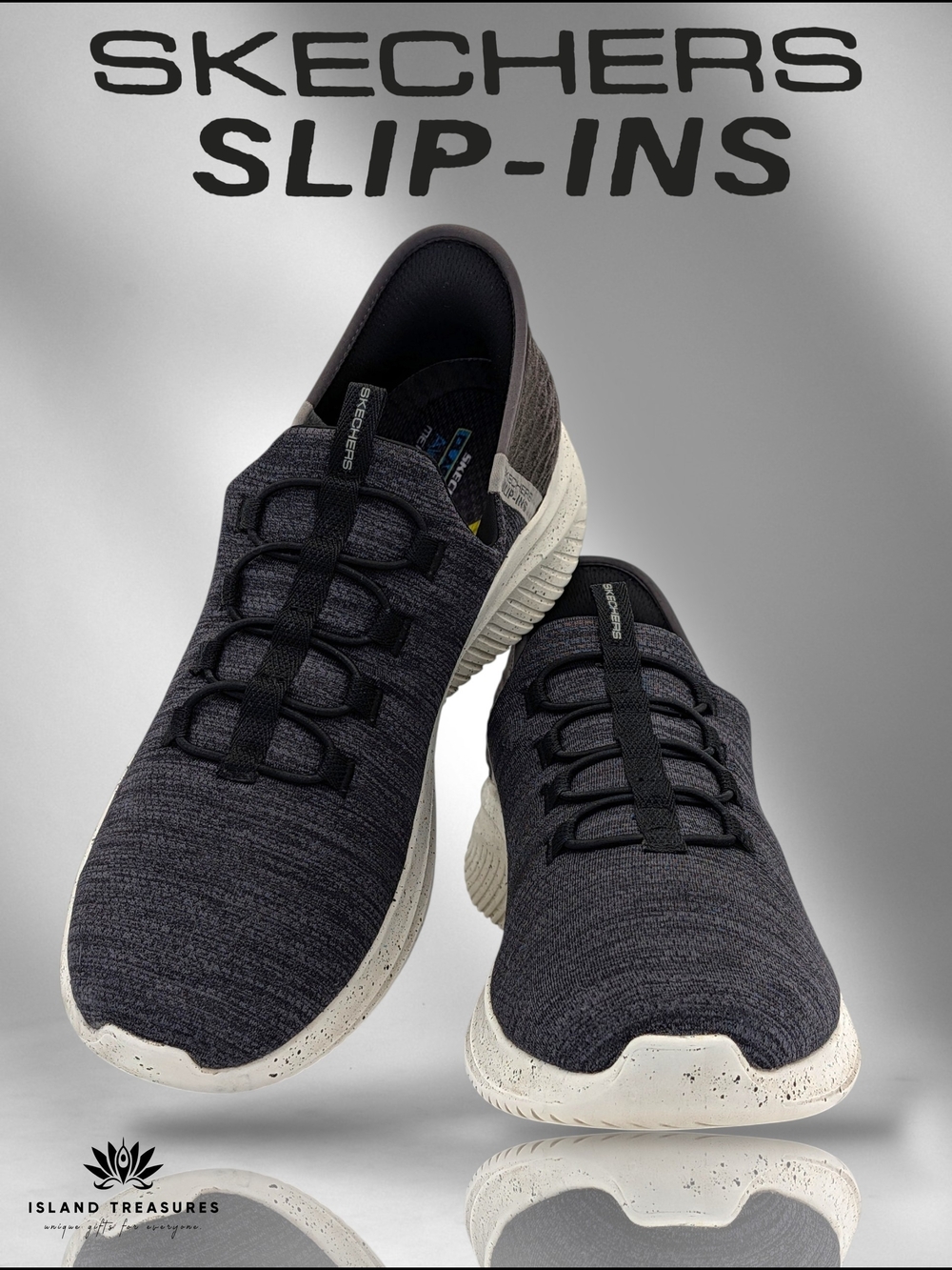 Skechers Slip-Ins Ultra Flex 3.0 Sz 13 Men Right Away Black/Grey Knit Sneakers